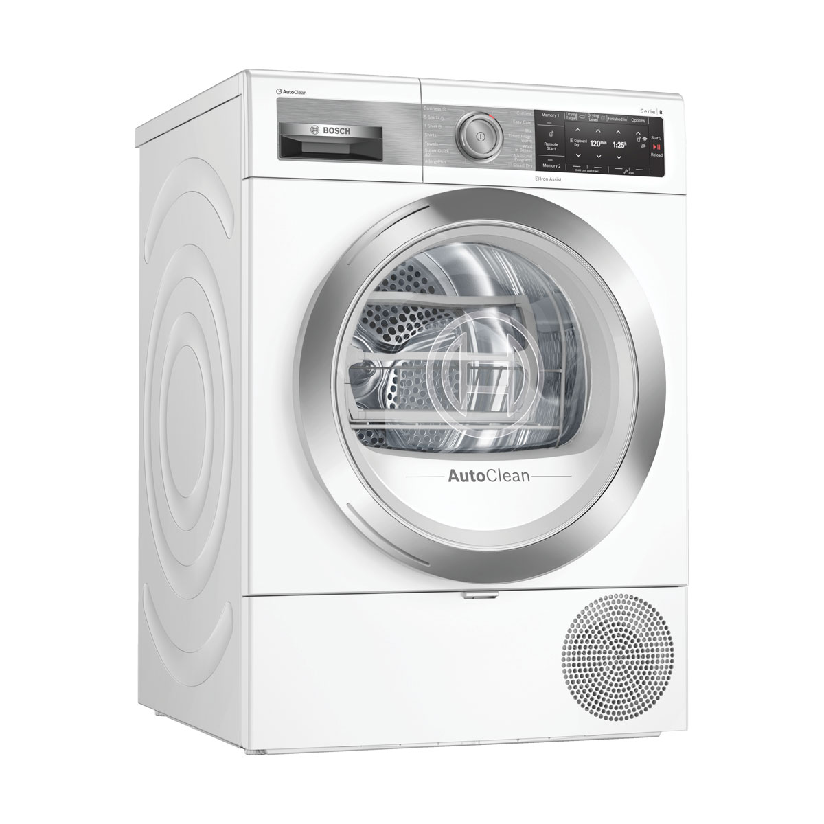 An image of Bosch Serie 8 WTX88EH9GB Wifi Connected 9Kg Heat Pump Tumble Dryer - White - A++...